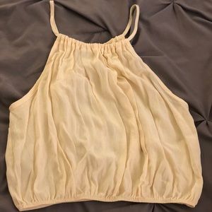 Cropped cream halter top